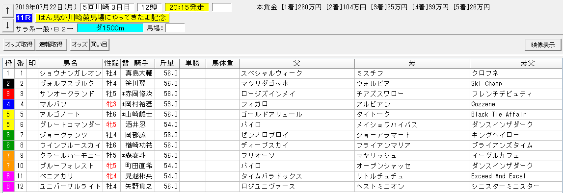 ばん馬が川崎競馬場にやってきたよ記念19 川崎 の予想 血統フェスティバル 競馬予想ブログ