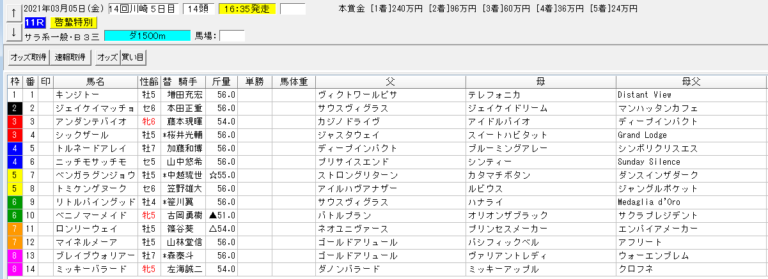 啓蟄特別21 川崎 予想 本命ベンガラグンジョウ 血統フェスティバル 競馬予想ブログ