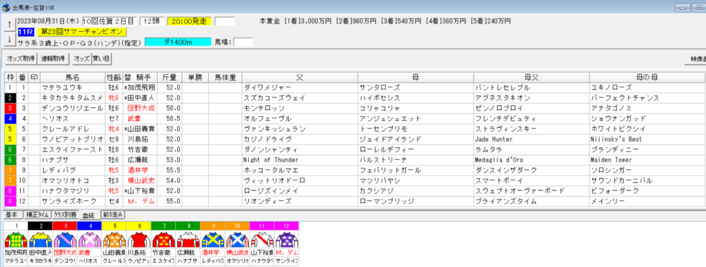 サマーチャンピオン2023予想