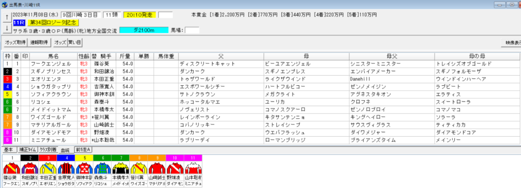 2023年11月8日川崎ロジータ記念予想