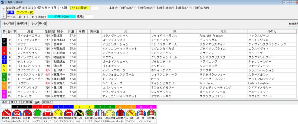 2025年2月18日大井アメジスト賞予想出馬表